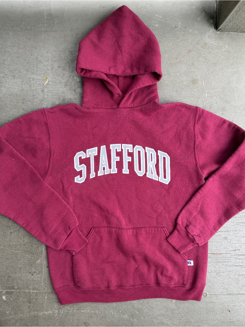 Vintage 80s Burgundy Russell Athletic Made in USA Stafford Hoodie Medium